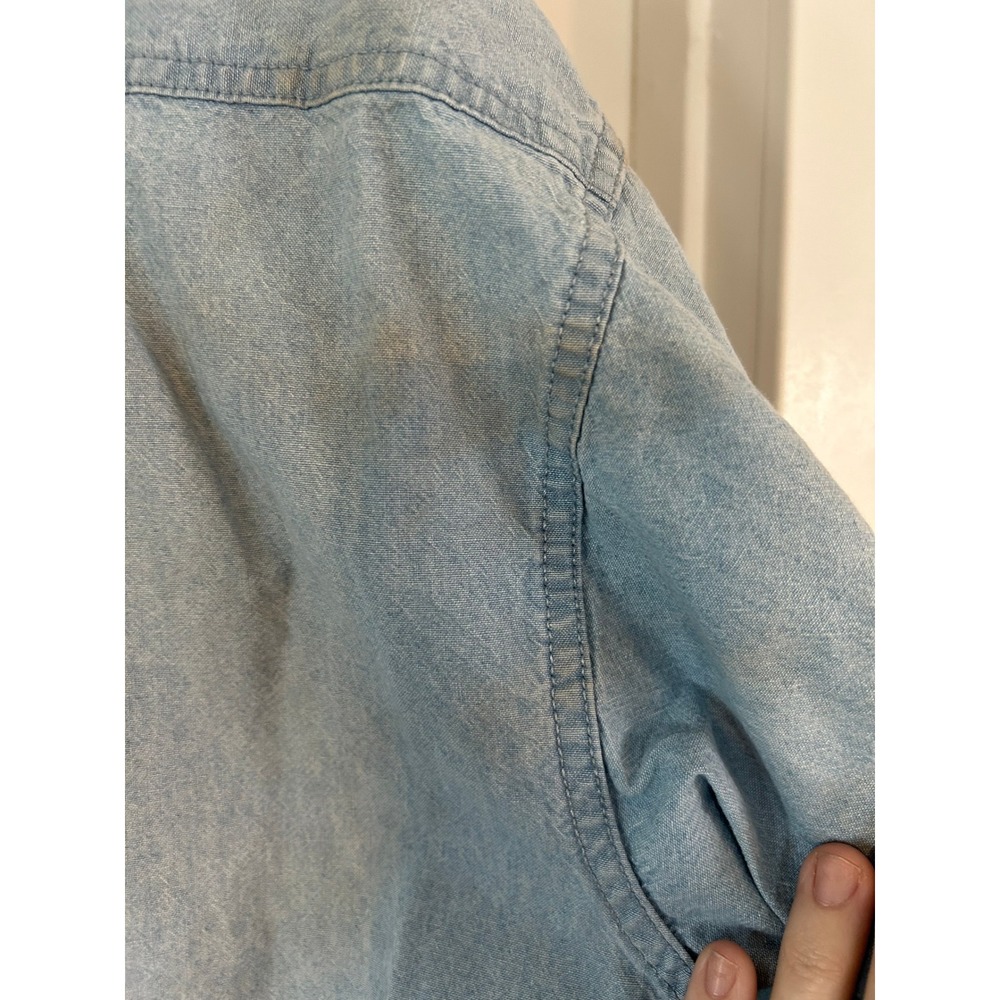 Denim Cartoon Embroidered Men's Shirt - Picture 7 of 11